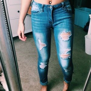 High Waisted Light Washed Skinny Jeans